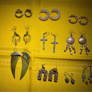 Lot Of 10 Vintage Pierced Earrings Drop Dangle